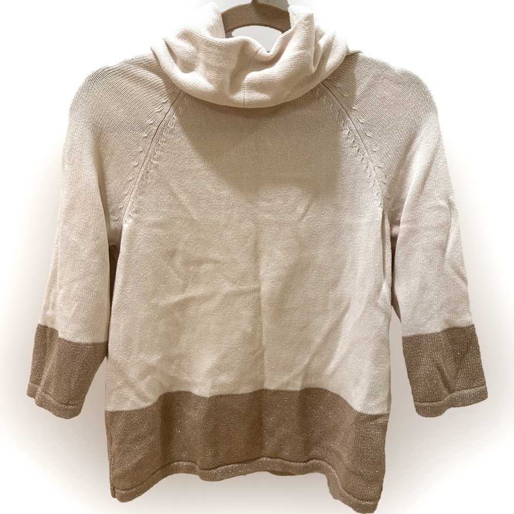 Talbots Gold and Cream Turtleneck Sweater - XSP